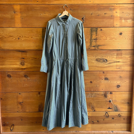 XXS - Nicholas K Gray Tie Waist Maxi Length Long Sleeve Shirt Dress 1202NB