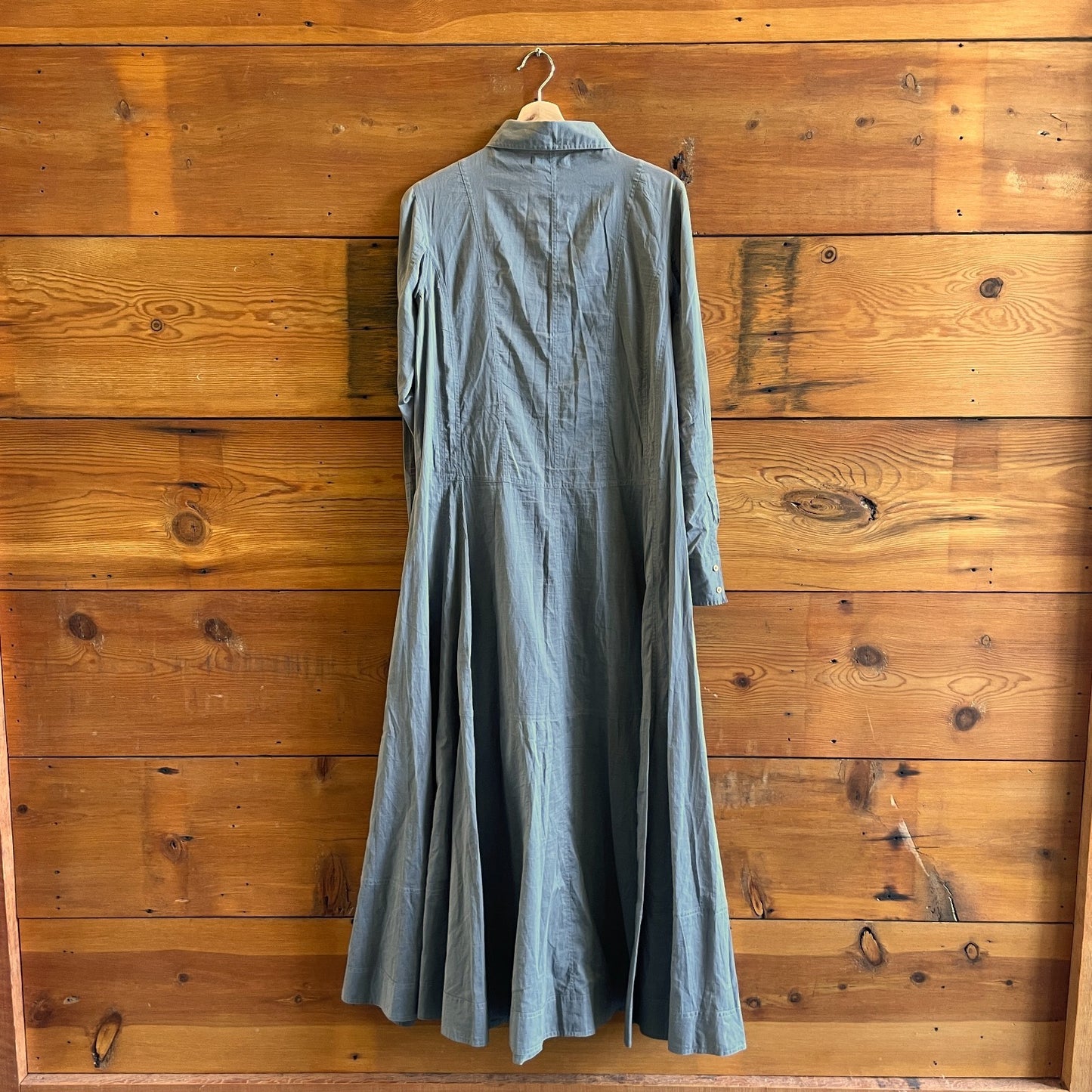 XXS - Nicholas K Gray Tie Waist Maxi Length Long Sleeve Shirt Dress 1202NB