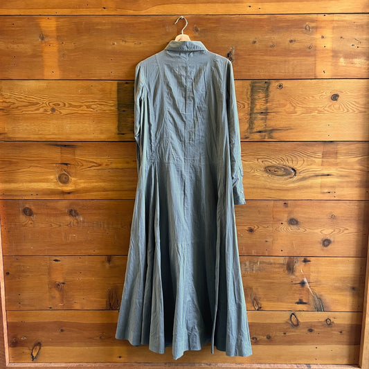 XXS - Nicholas K Gray Tie Waist Maxi Length Long Sleeve Shirt Dress 1202NB
