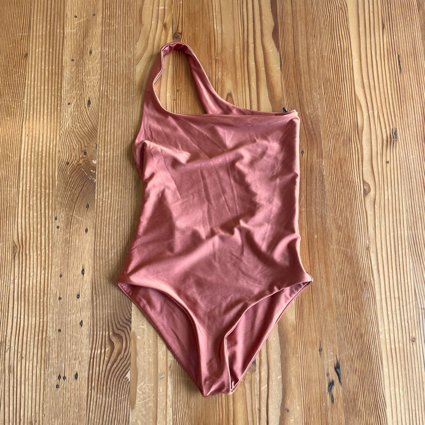 L - JADE Swim NEW Copper Sheen Evolve One Piece One-Shoulder Swimsuit 0114VA