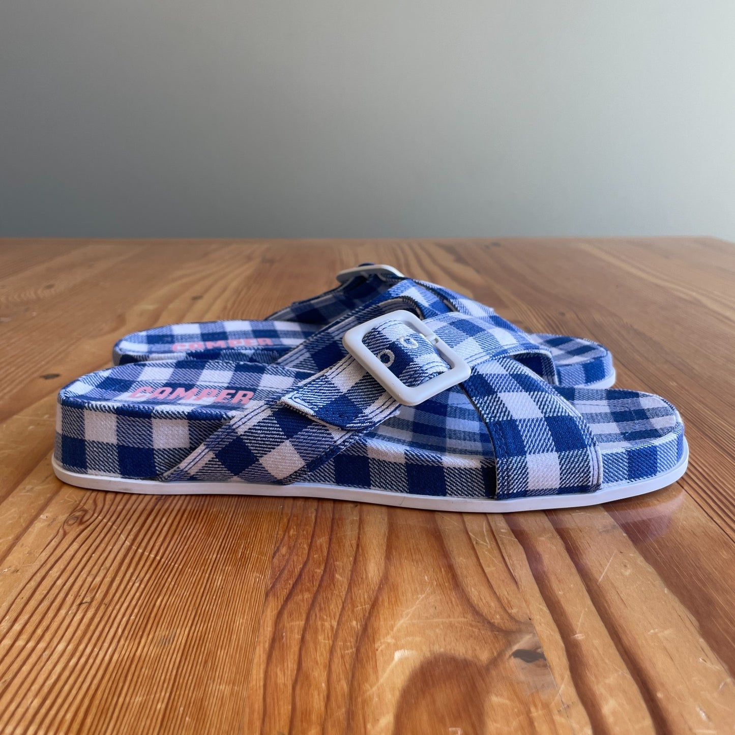 9 / 39 - Camper Blue White Atonik Cross Strap Slide Sandals NEW w/ Box 0802SS