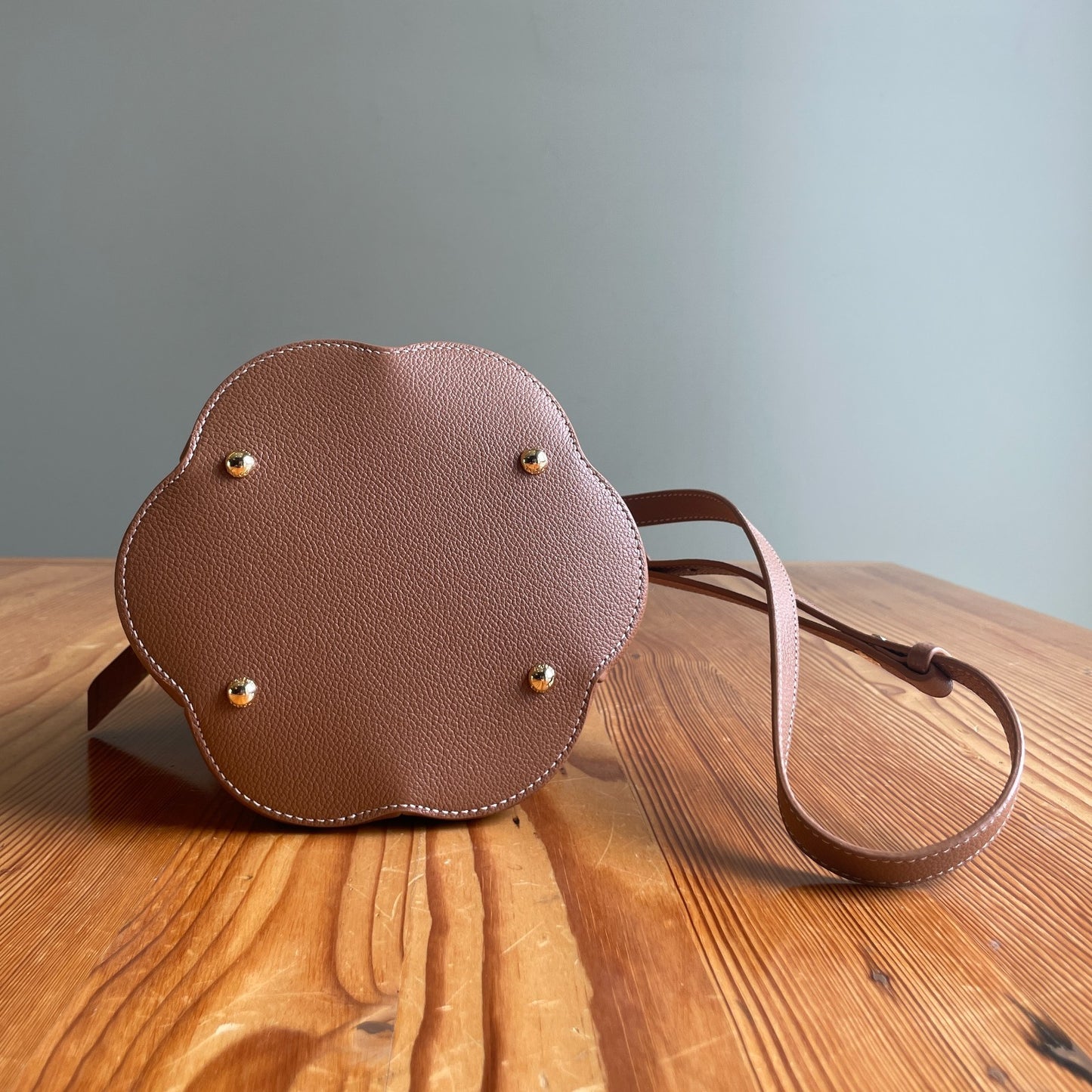 Polene $550 Textured Camel Brown Leather Numéro Huit Bucket Bag 0701JB