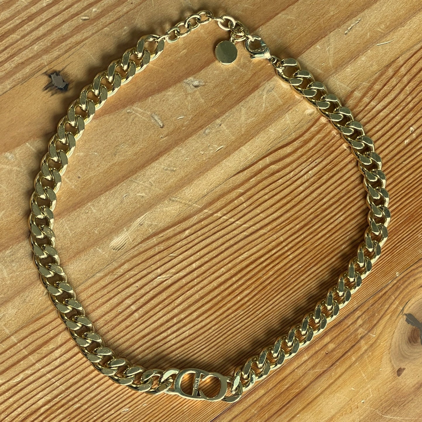 Christian Dior Gold Chain Danseuse Etoile Choker Necklace 1016LD