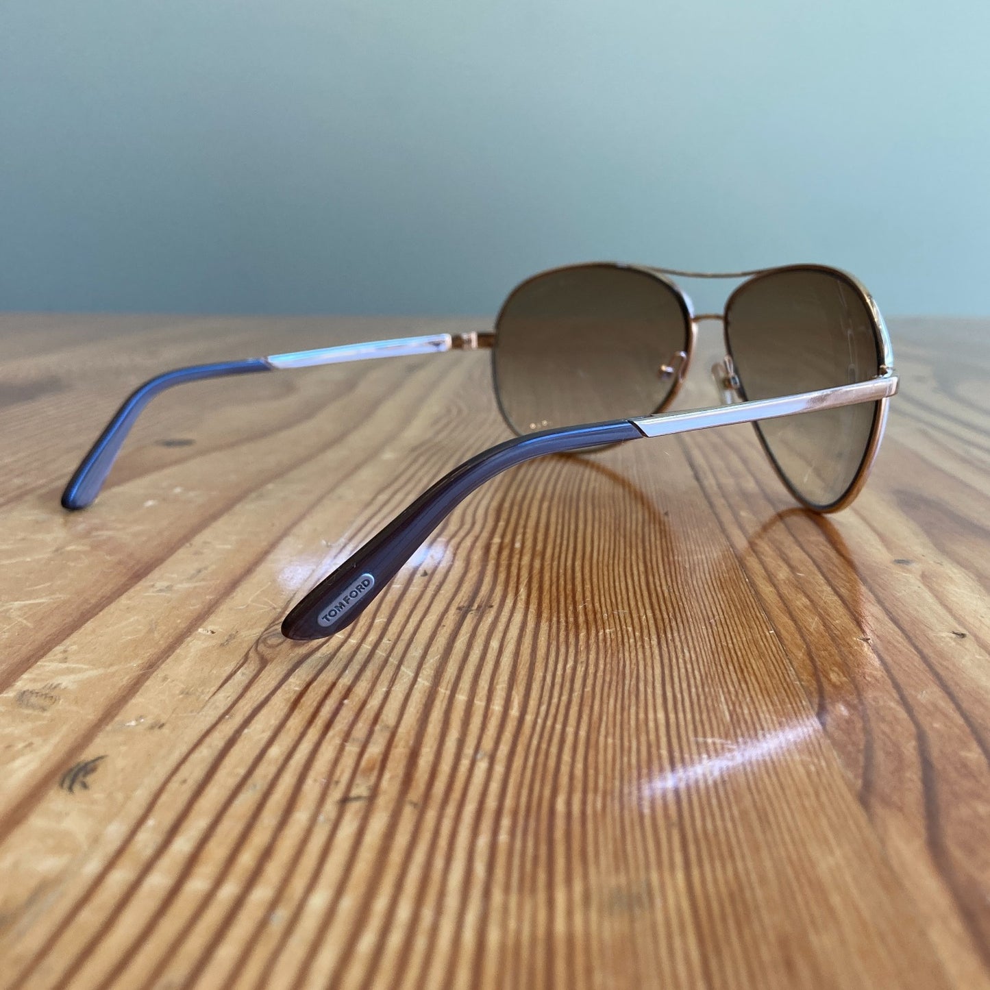 Tom Ford Charles Gold Metal Frame Sunglasses w/ Case *missing eye pad 3333MC