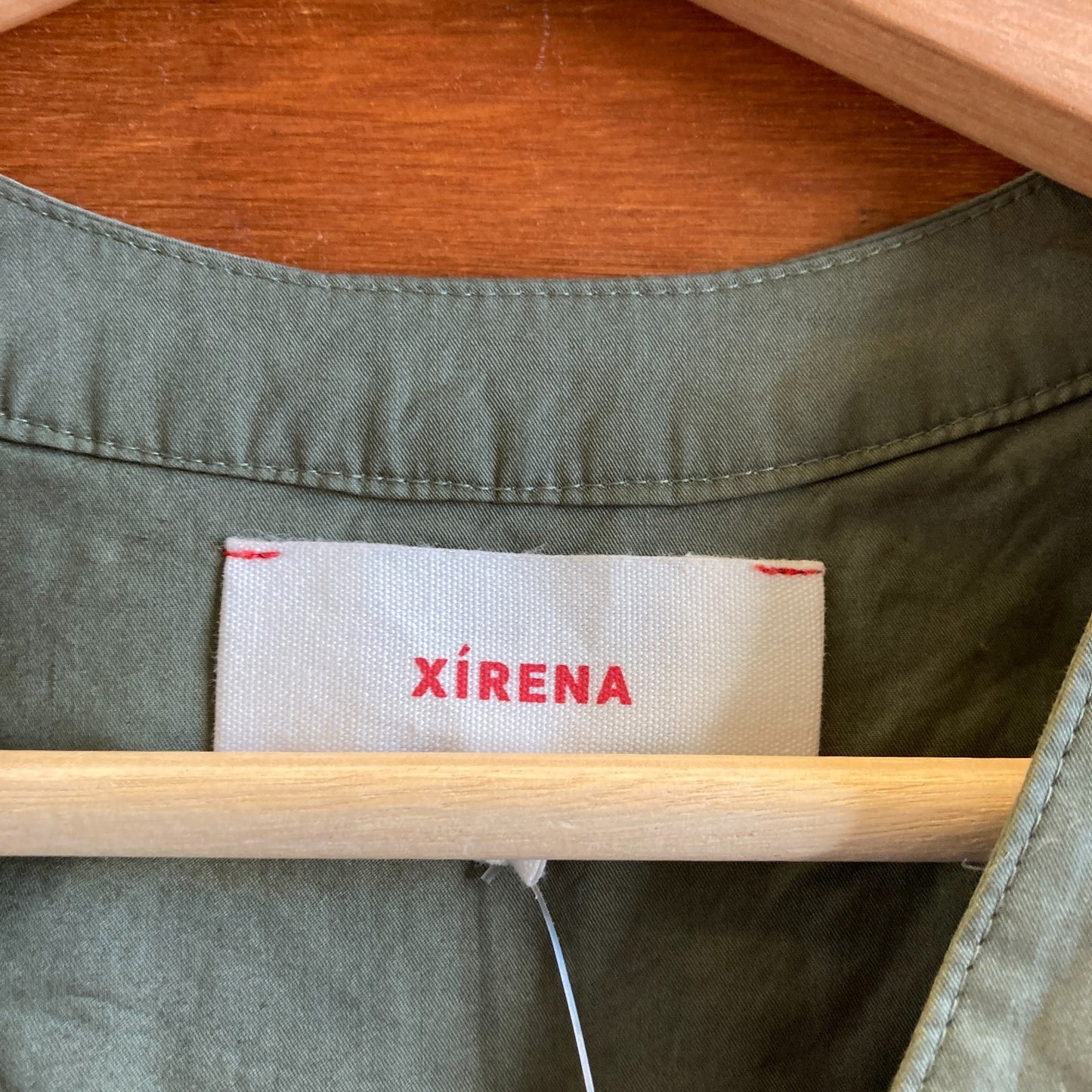 S - Xirena Green Long Sleeve Tiered Button Front Mini Dress 0701LR