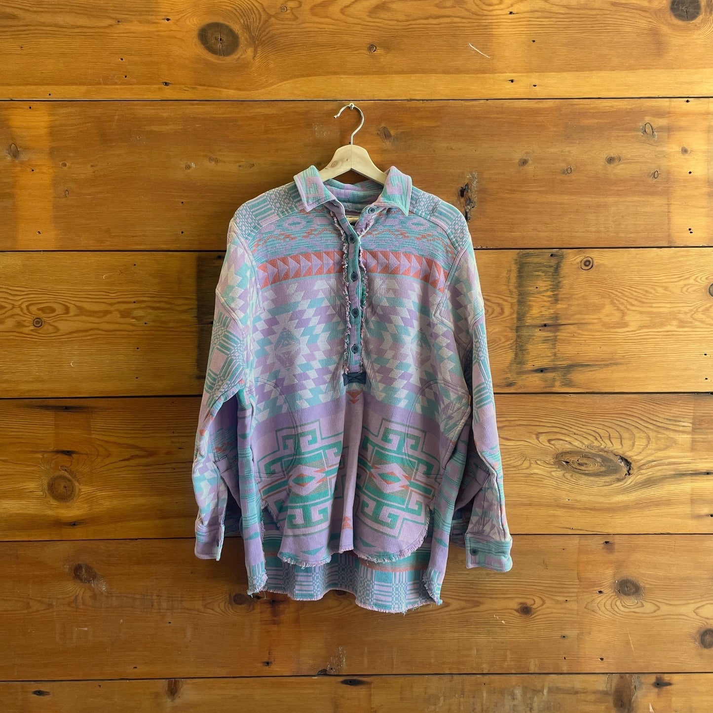 M - We The Free Purple Arizona Sky Pullover Henley Long Sleeve Top 0206BS