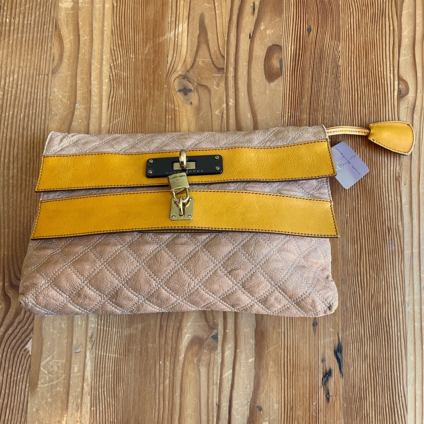 Marc Jacobs Collection $1275 Oversized Quilted Pouchette Clutch Purse 0102AV