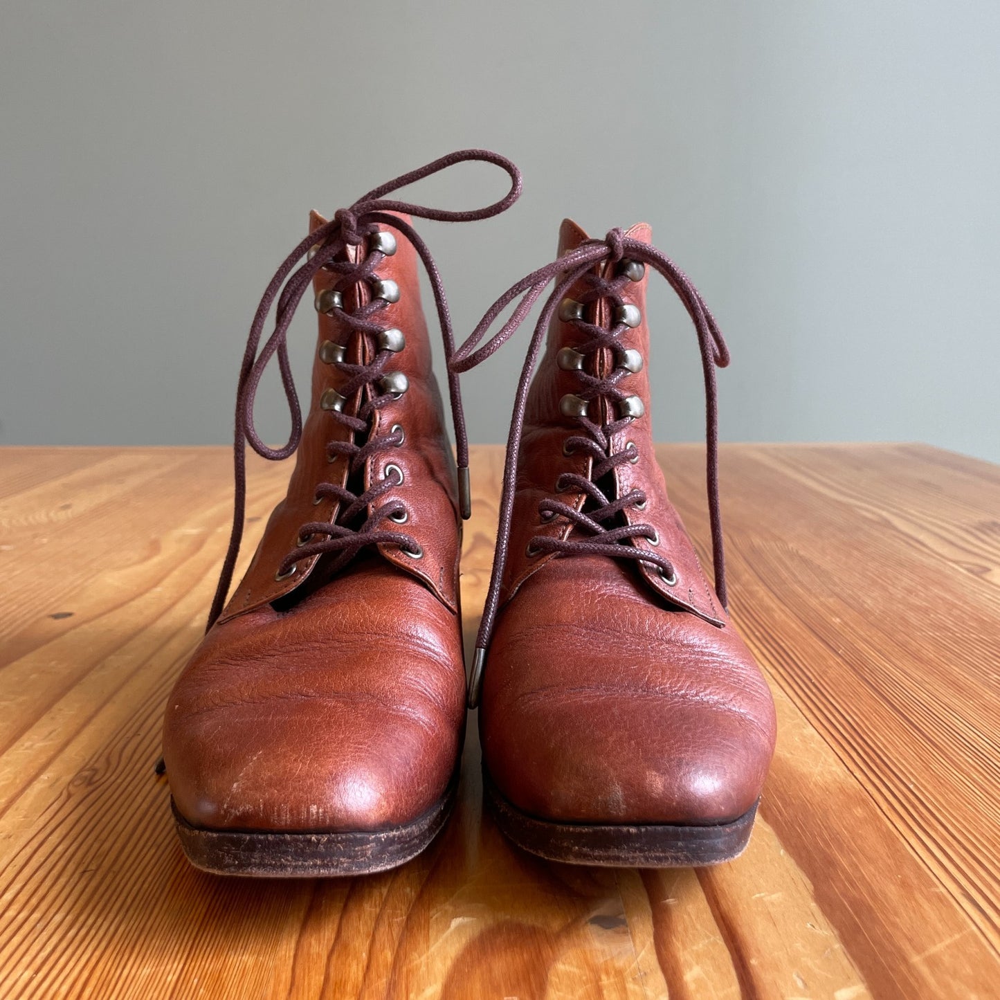 7 - Christy Dawn $358 Walnut Leather Lace Up The Dawn Victorian Boots 0714NF