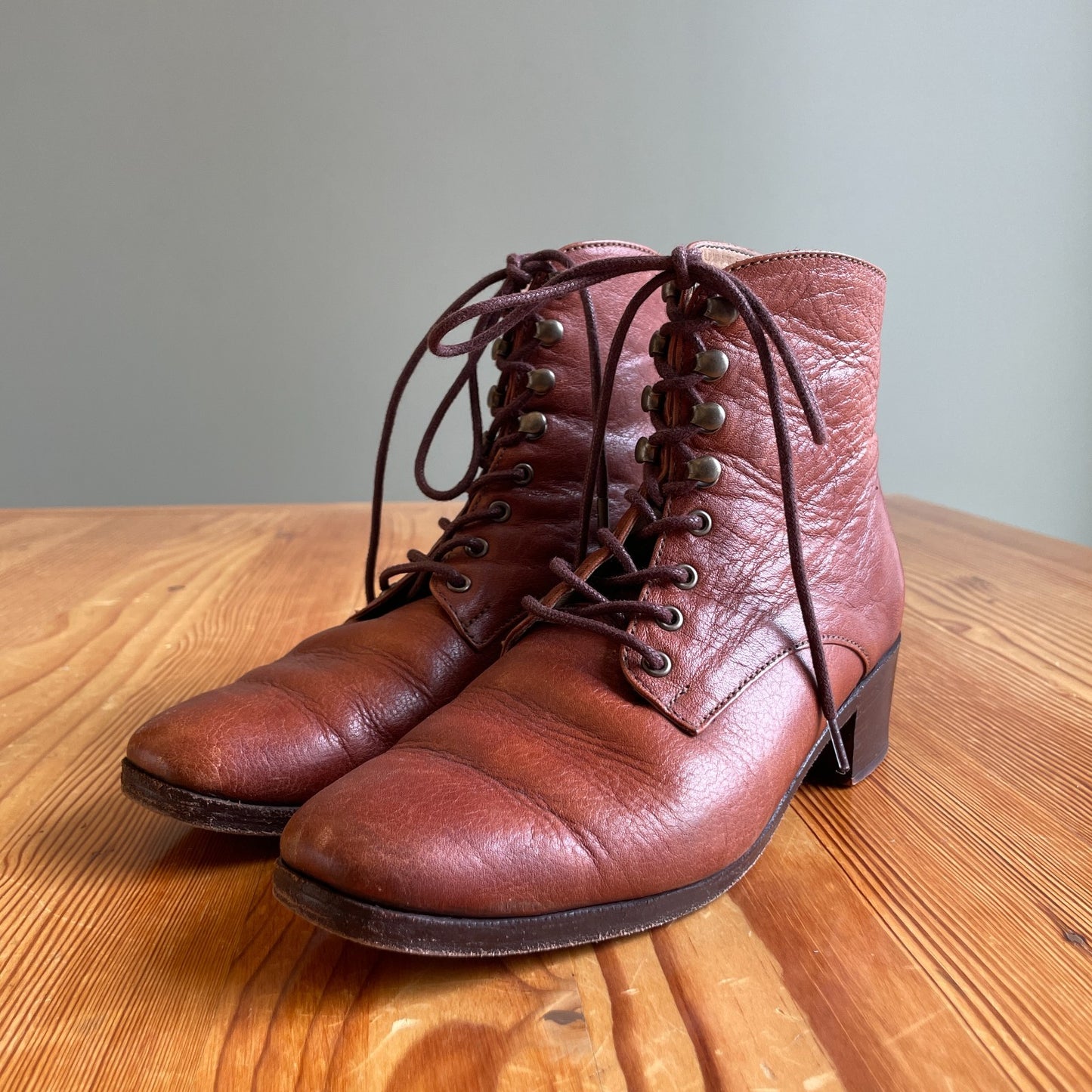 7 - Christy Dawn $358 Walnut Leather Lace Up The Dawn Victorian Boots 0714NF