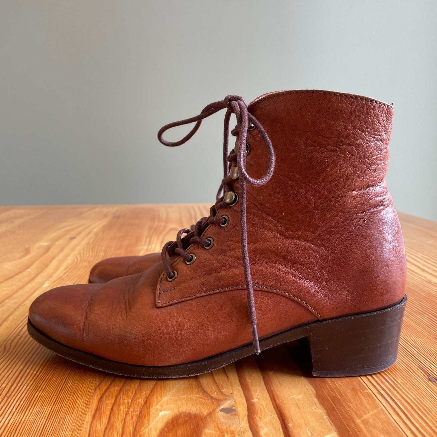 7 - Christy Dawn $358 Walnut Leather Lace Up The Dawn Victorian Boots 0714NF