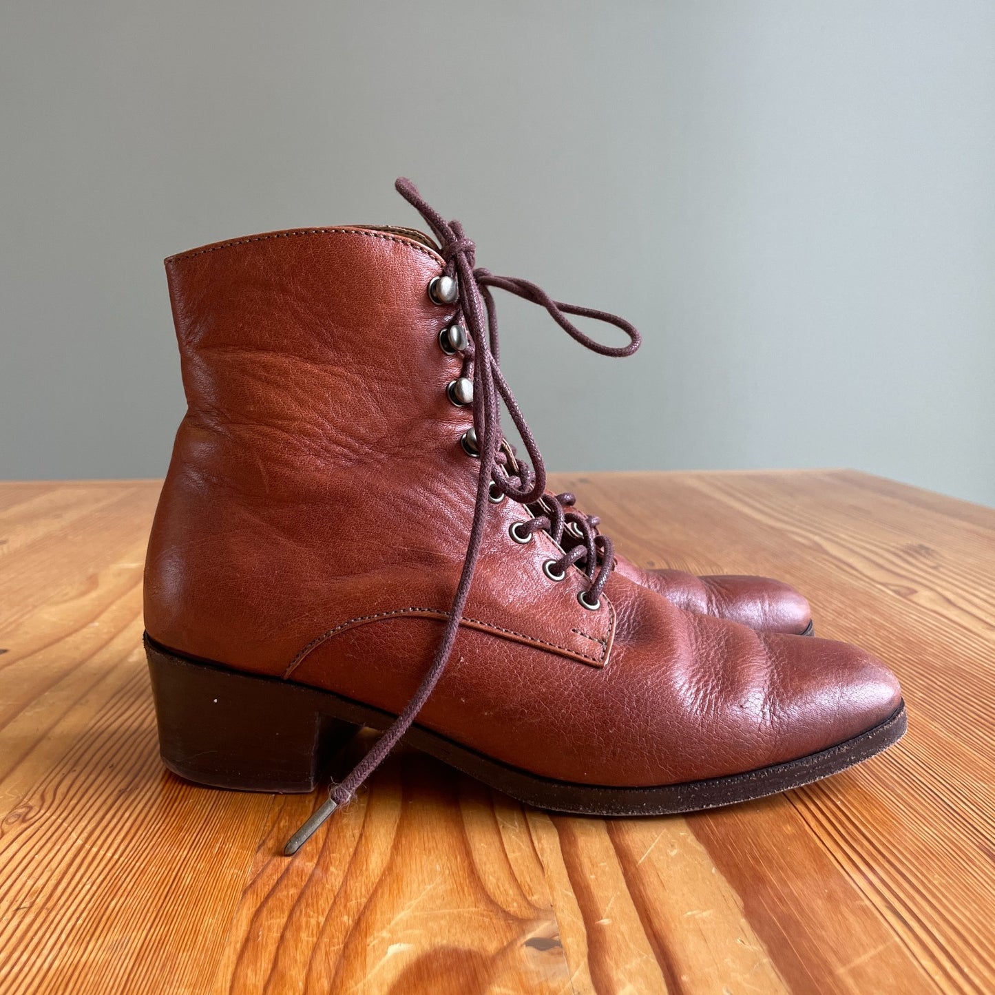 7 - Christy Dawn $358 Walnut Leather Lace Up The Dawn Victorian Boots 0714NF