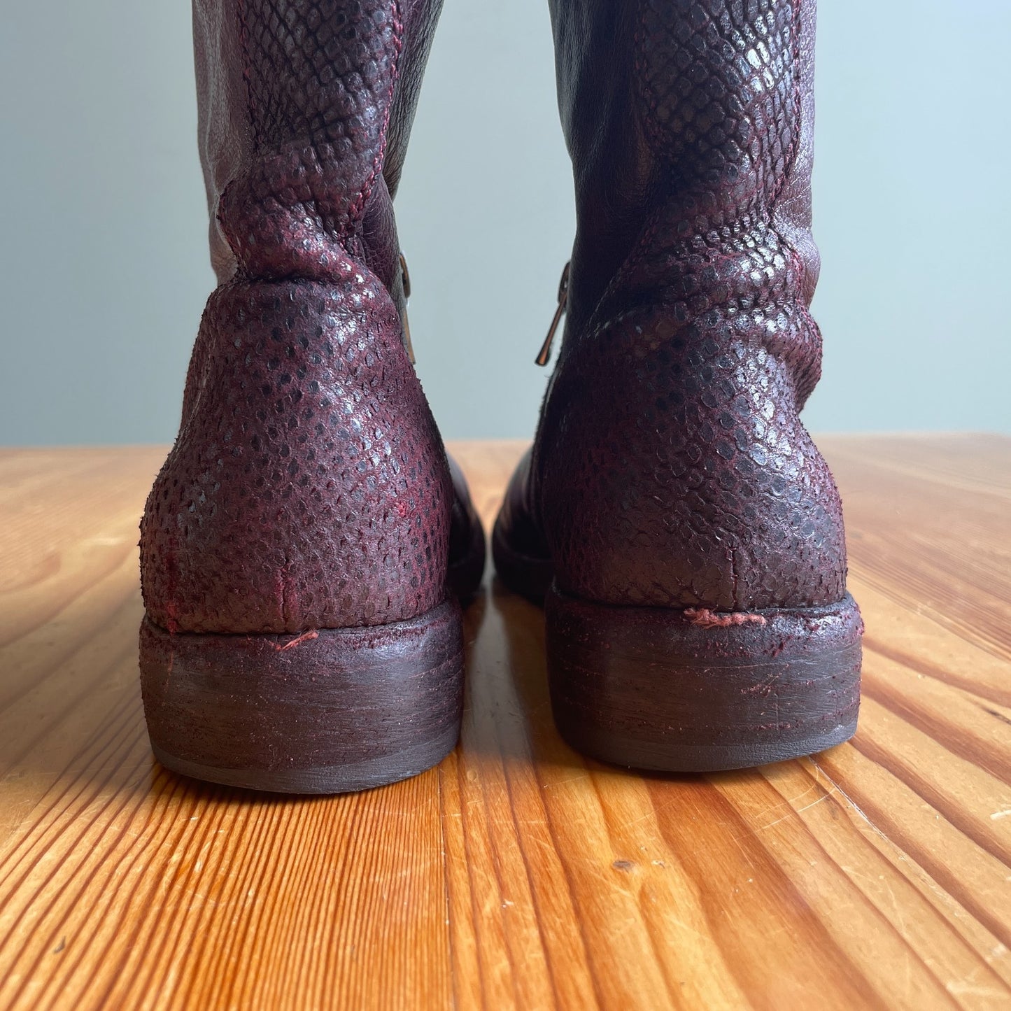 37 / 7 - Officine Creative Burgundy Moto Biker Asymmetric Ankle Boots 0902SD