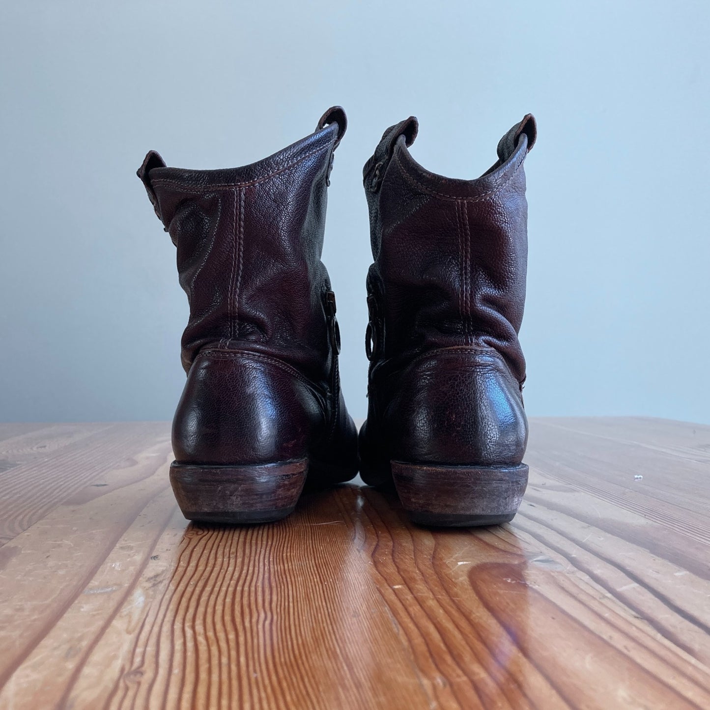 38 / 7.5 - Fiorentini + Baker Brown Leather Pull On Western Ankle Boots 0721VD