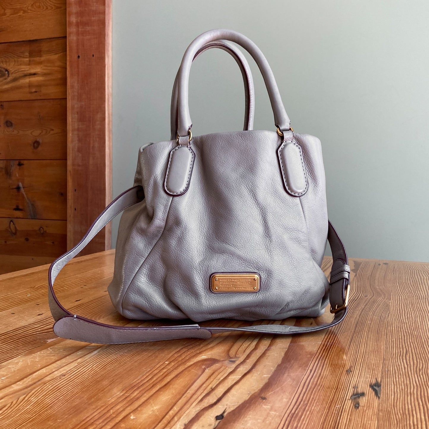 Marc by Marc Jacobs Cement Gray Classic Q Fran Leather Bag Purse 0817LS