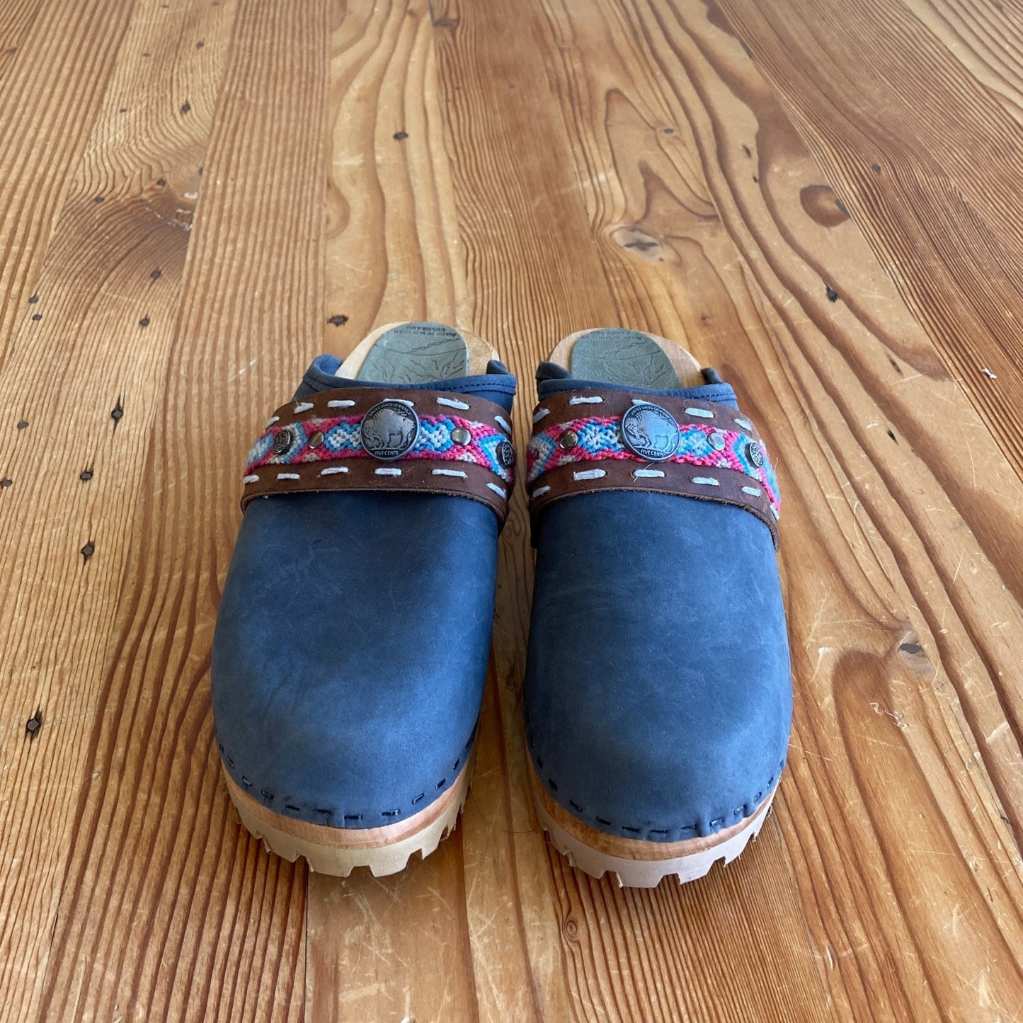 40 / 9-9.5 - Tessa Clogs NEW Blue Limited Edition Breck Boho Strap Shoes 0727AO