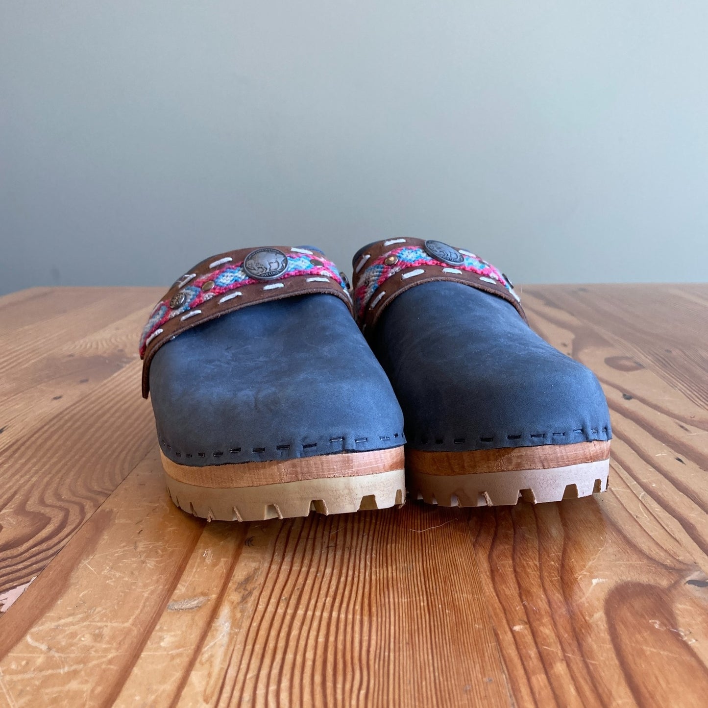 40 / 9-9.5 - Tessa Clogs NEW Blue Limited Edition Breck Boho Strap Shoes 0727AO