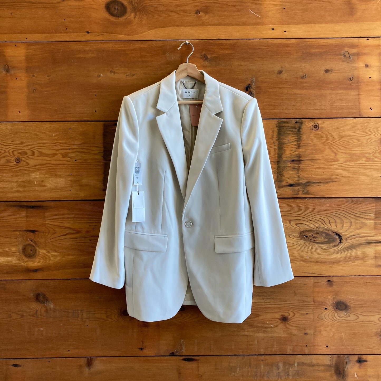 M - Babaton Aritzia Bone White NEW $228 Agency Single Button Jacket 0817LS