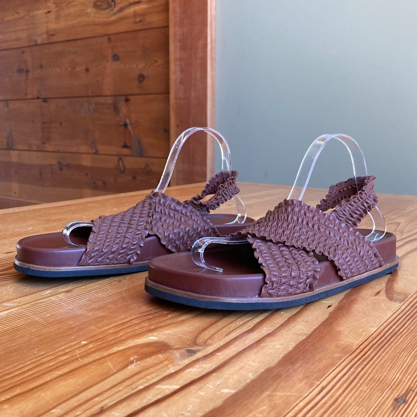 9.5 - Rag & Bone Chestnut Brown Stretch Leather Bailey Sandals Shoes 0720PC