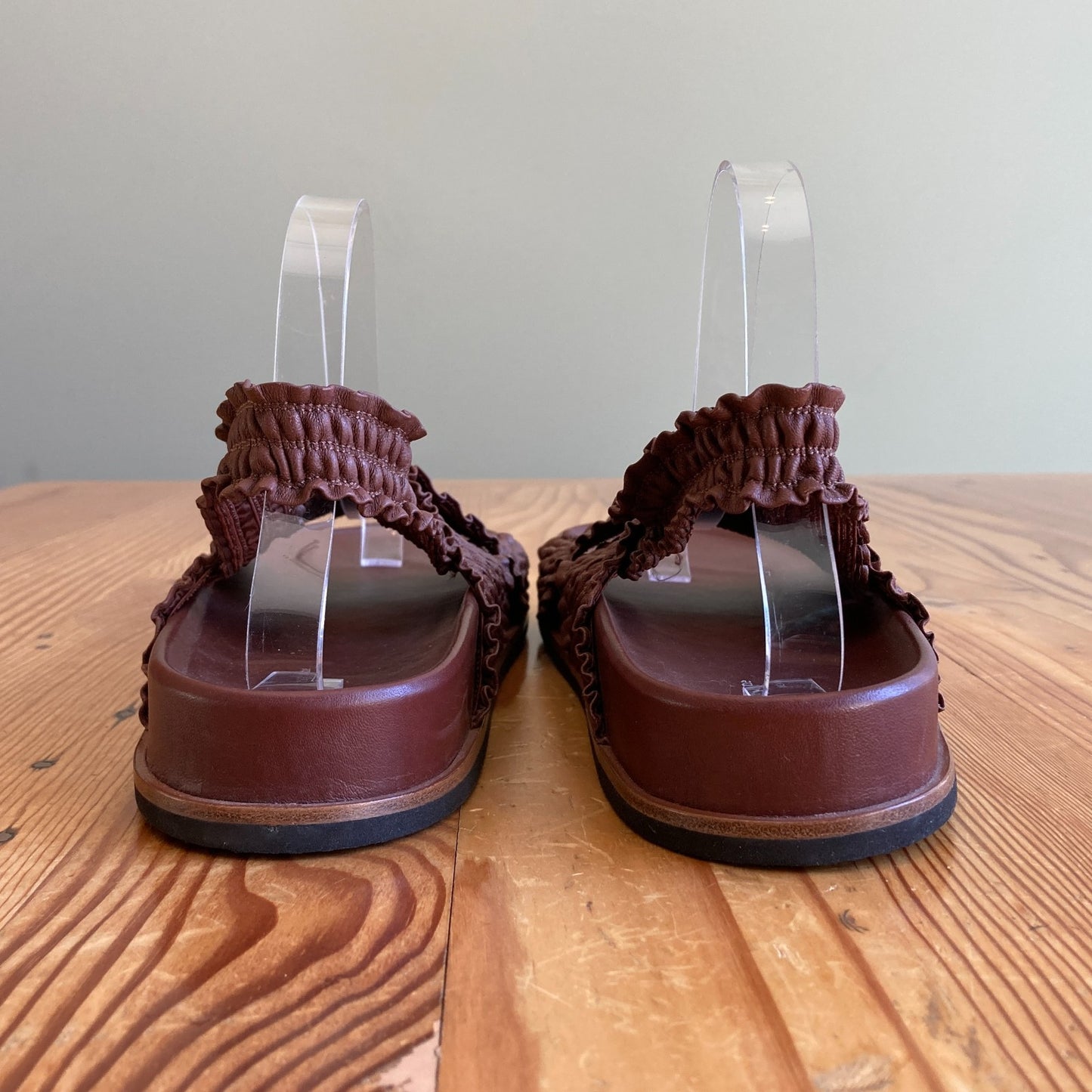 9.5 - Rag & Bone Chestnut Brown Stretch Leather Bailey Sandals Shoes 0720PC