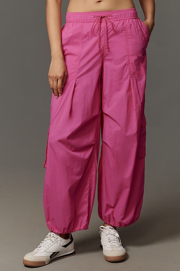 XS - Daily Practice Pink Wide Leg Cargo Basejump Parachute Pants NEW 0112SS