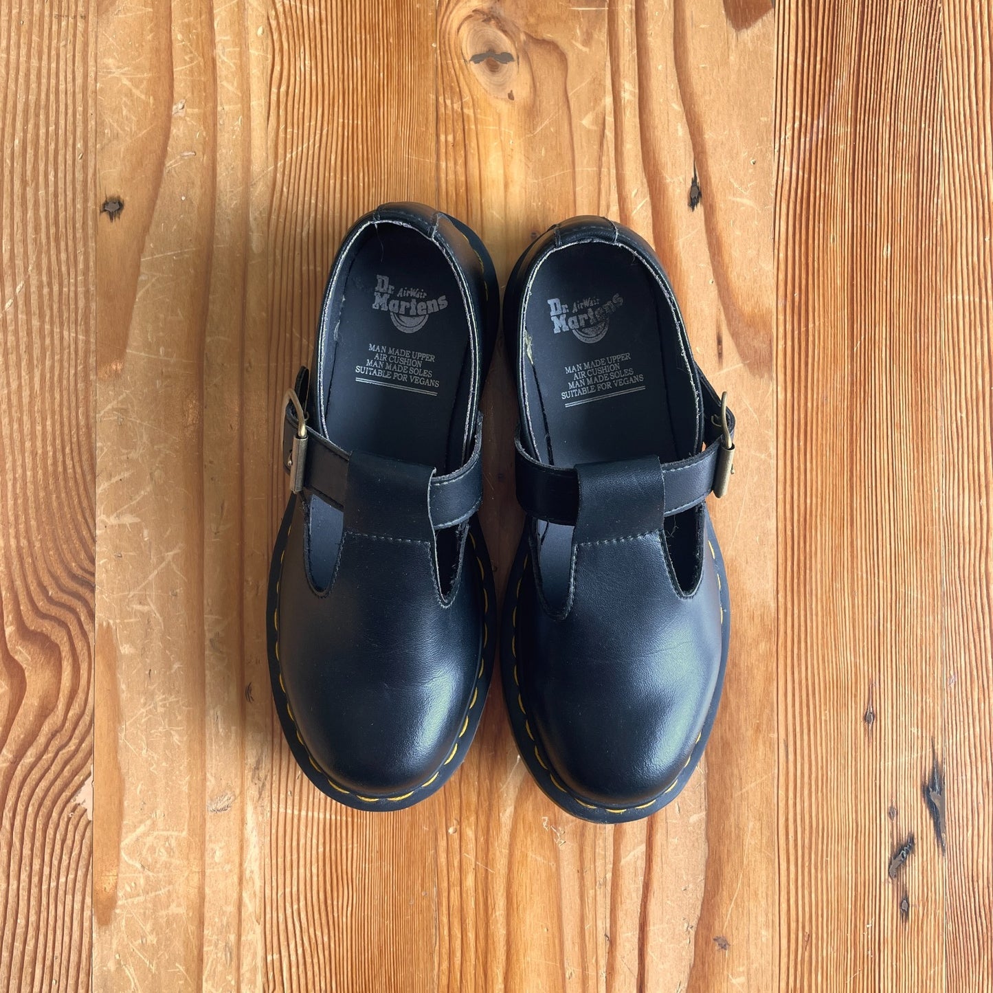 36 / 5 - Dr Martens Black Felix Rub Off Vegan Mary Jane Shoes NEW w/ Box 0415AB