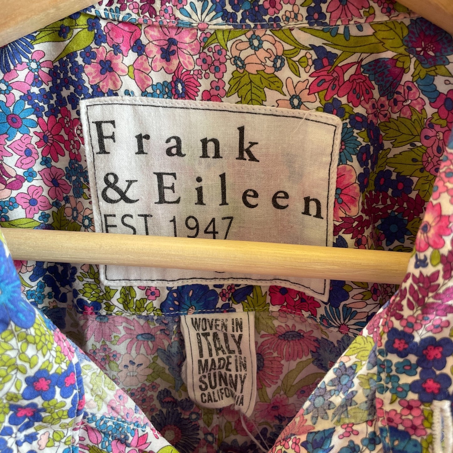 L - Frank & Eileen Floral Patterned Button Up Long Sleeve Shirt Top 0721DK