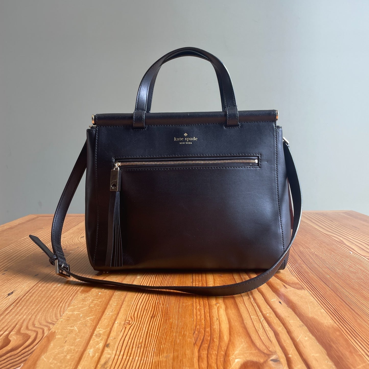Kate Spade Black Leather Top Handle Royal Place Shoulder Bag 0315MN