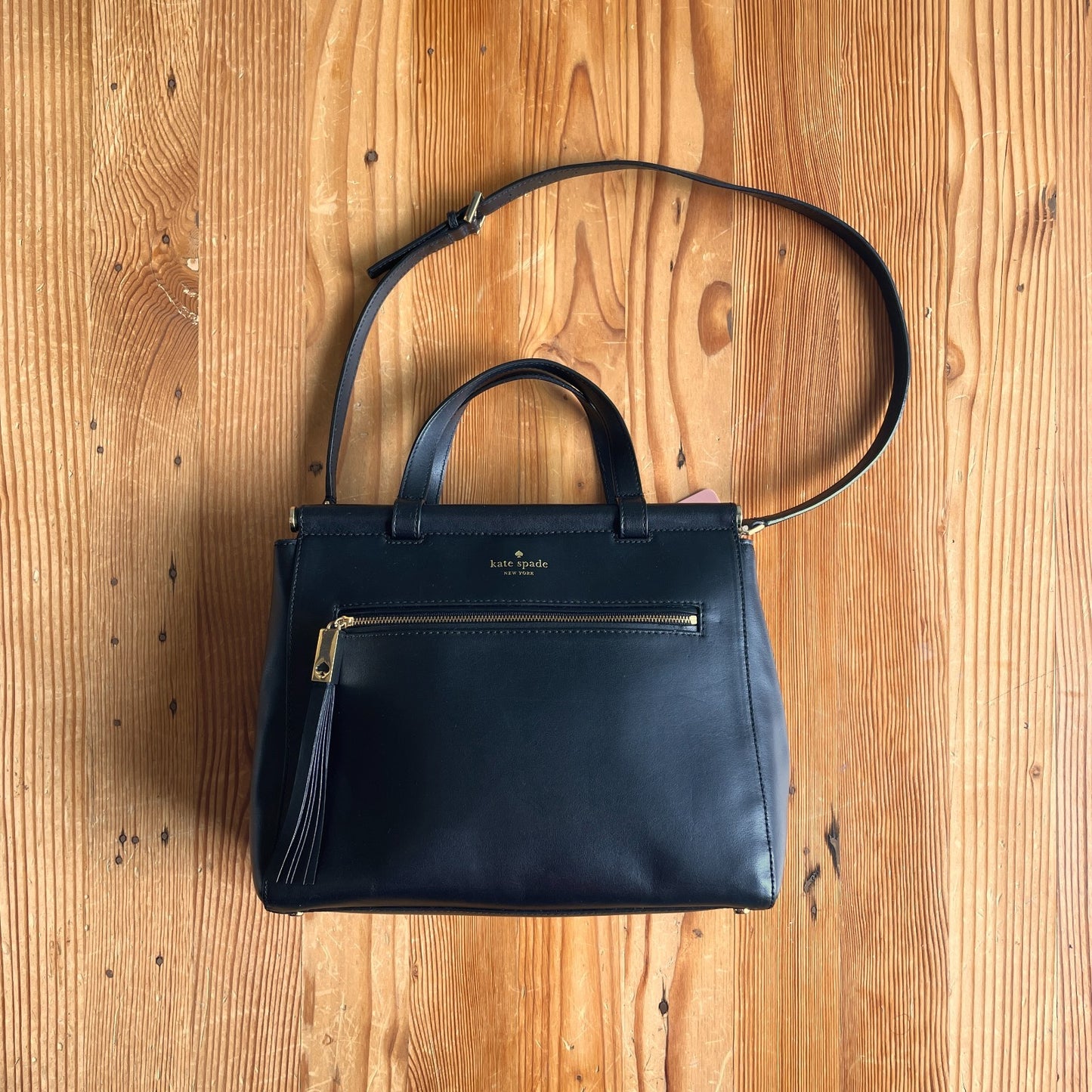Kate Spade Black Leather Top Handle Royal Place Shoulder Bag 0315MN