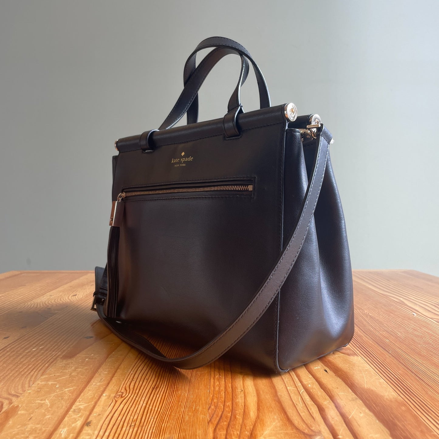 Kate Spade Black Leather Top Handle Royal Place Shoulder Bag 0315MN