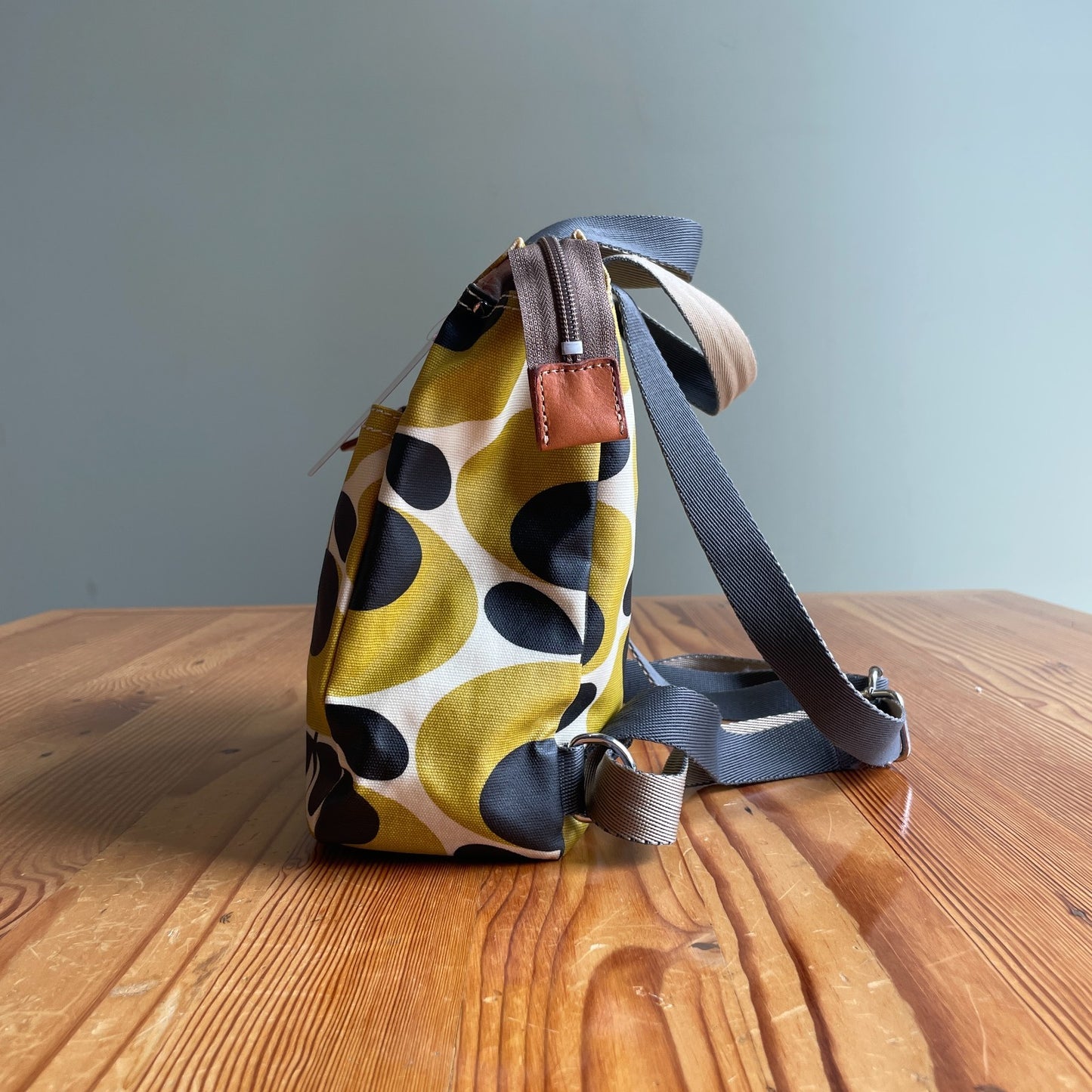 Orla Kiely Yellow & Black Retro Floral Print Small Coated Canvas Backpack 0721DK