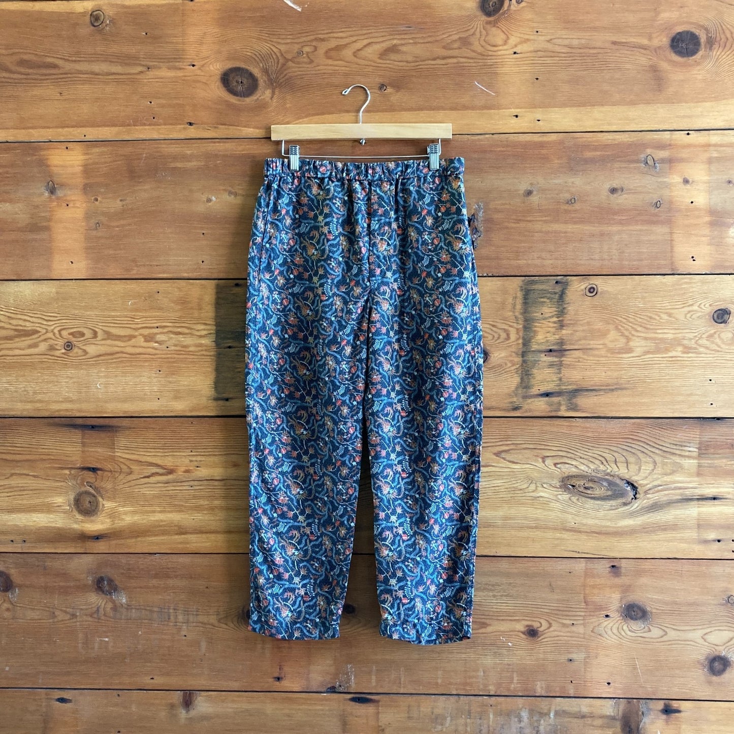 40 / M - Isabel Marant Navy & Brown Patterned 100% Silk Lounge Pants 0425KN