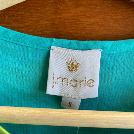 S - J Marie Turquoise Puff Sleeve Floral Patterned Maxi Kaftan Dress 1103LJ