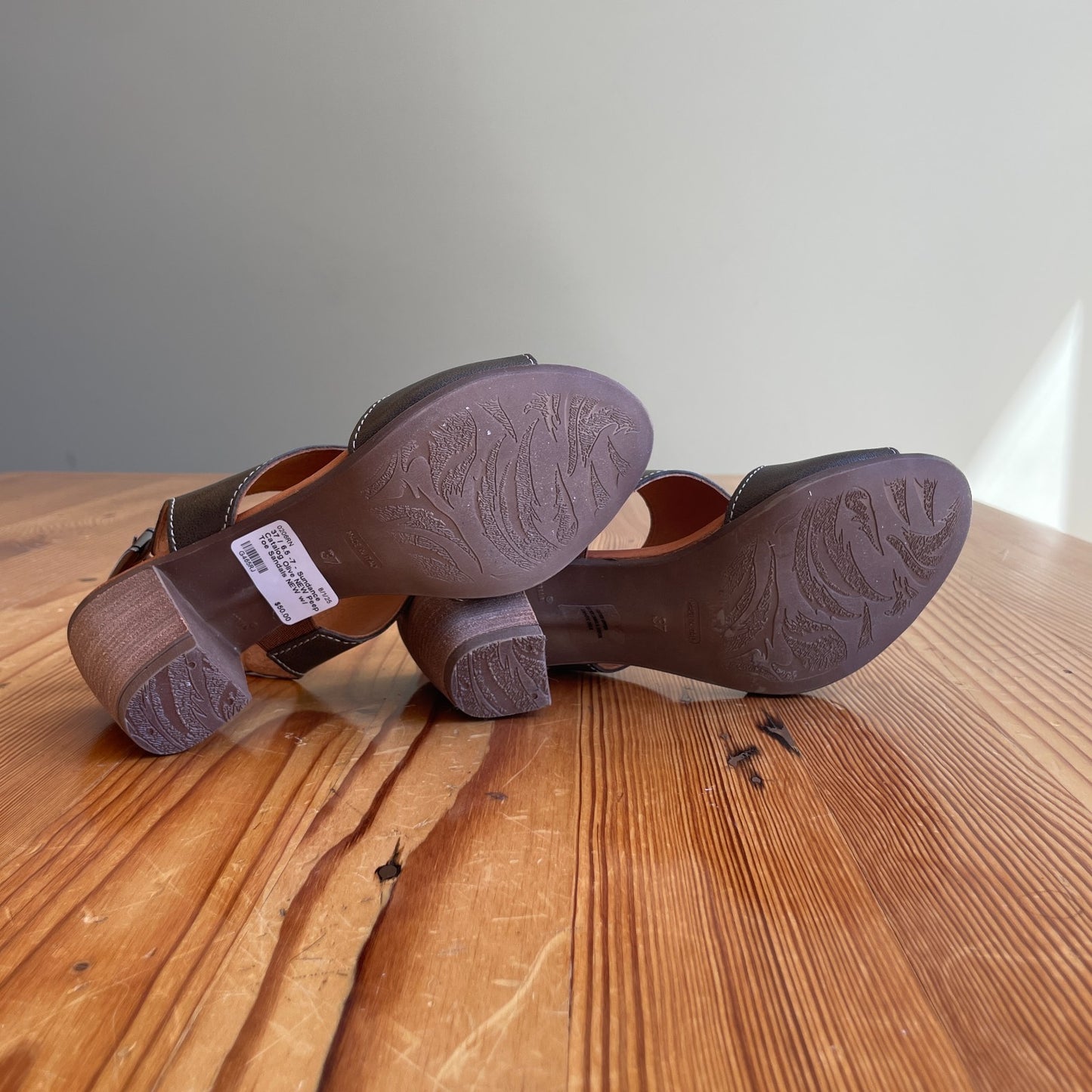 37 / 6.5 -7 - Sundance Catalog Olive NEW Peep Toe Sandals NEW w/ Box 0206RN