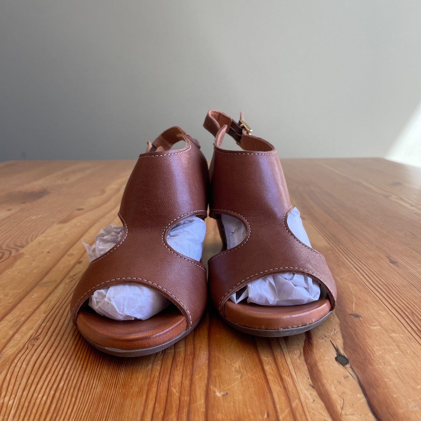 37 / 6.5 -7 - Sundance Catalog Brown NEW Peep Toe Sandals NEW w/ Box 0206RN