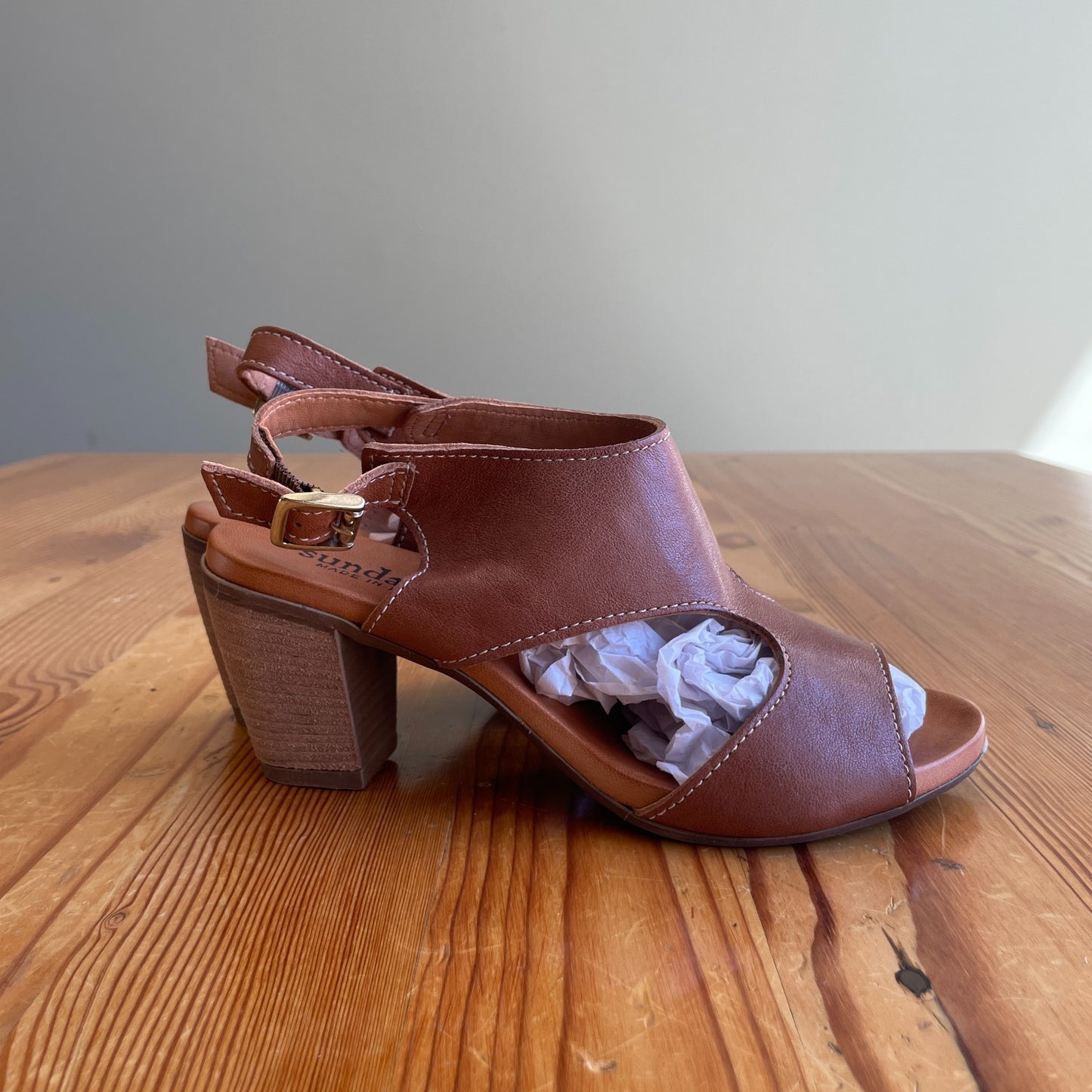 37 / 6.5 -7 - Sundance Catalog Brown NEW Peep Toe Sandals NEW w/ Box 0206RN