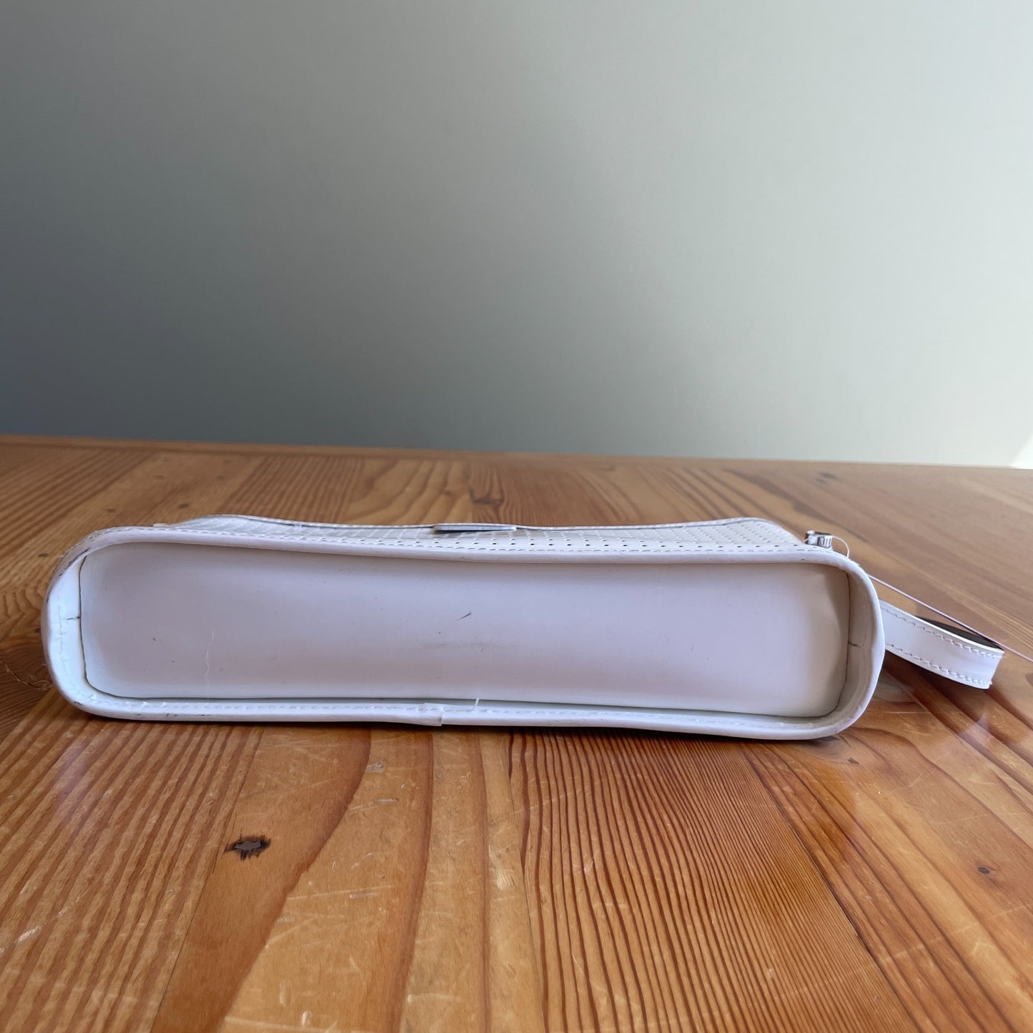Furla White Perforated Leather Patent Leather Shoulder Bag Purse 0801SM