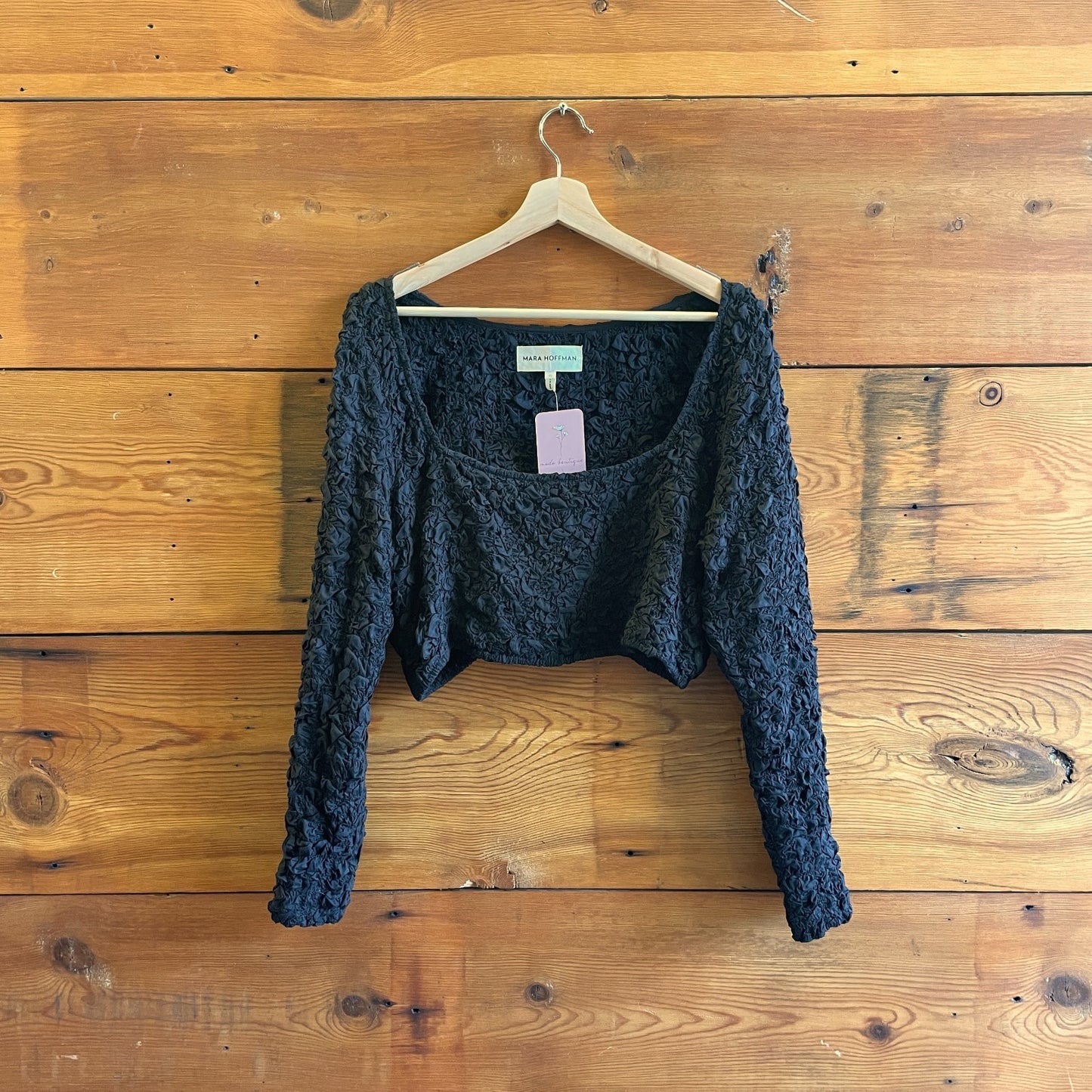 XL - Mara Hoffman Black Textured Long Sleeve Kiyoko Top & Skirt Set 0801JZ