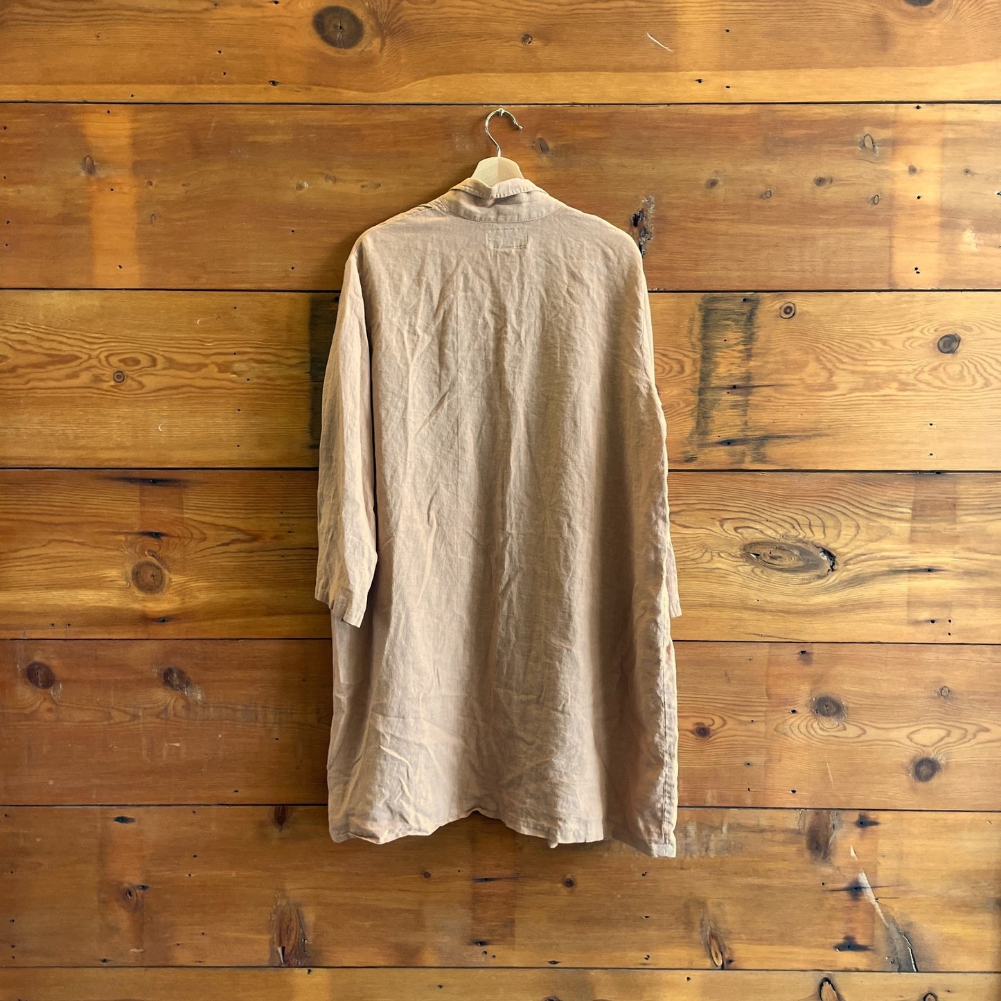 S / M - It Is Well L.A. $260 Tan Italian Linen Open Front Duster Jacket 0803BH