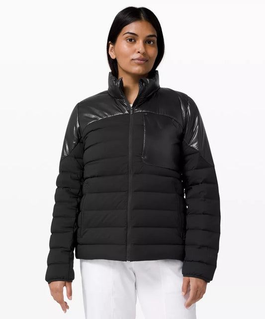 4 - Lululemon $228 Black Navigation Stretch Down Zip Up Jacket Coat 1217MA