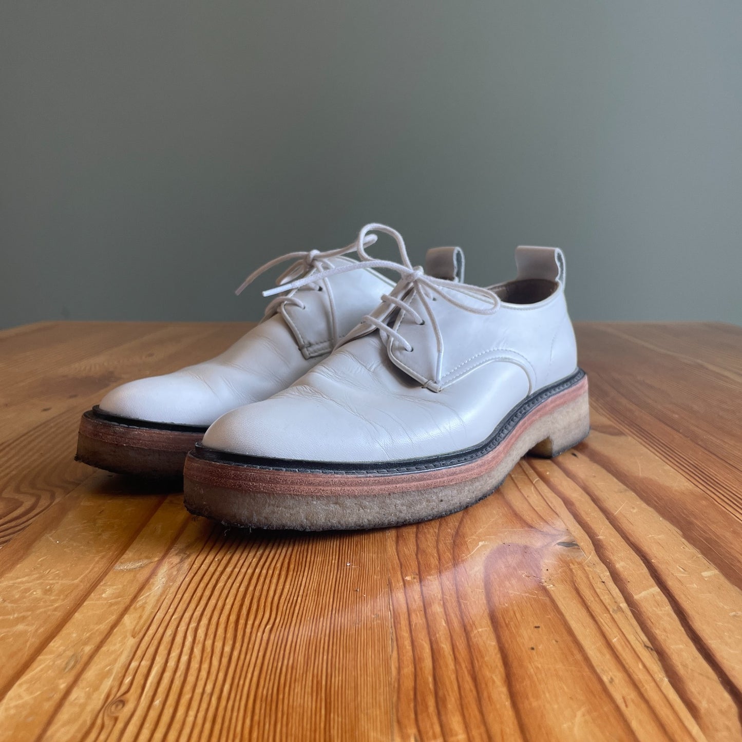 38.5 / 8.5 - Rag & Bone White Leather Gum Sole Victor Crepe Oxford Shoes 0804ST