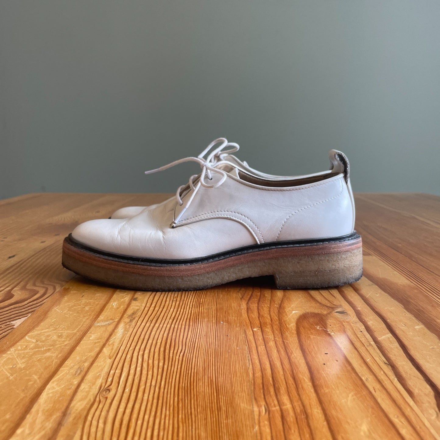 38.5 / 8.5 - Rag & Bone White Leather Gum Sole Victor Crepe Oxford Shoes 0804ST