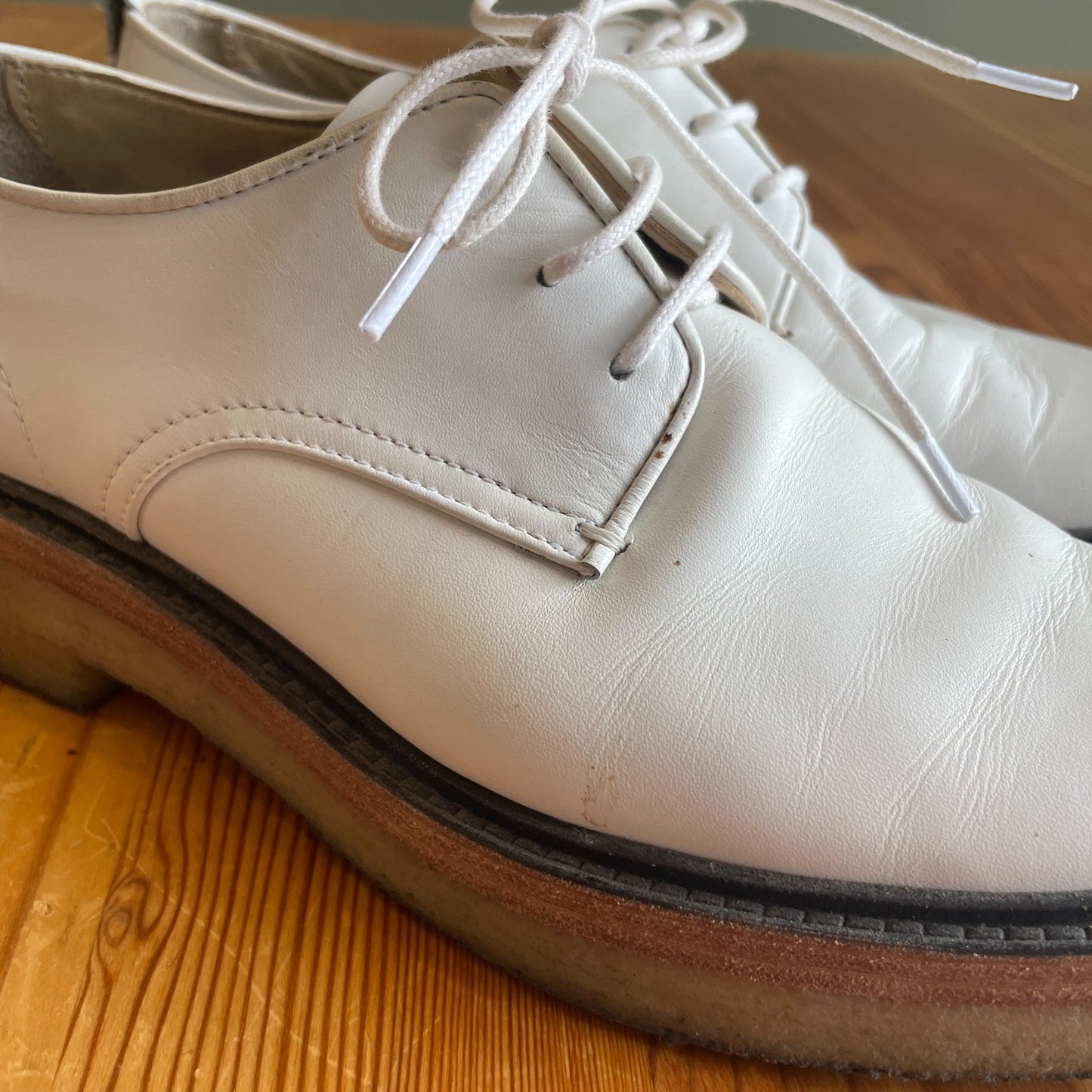 38.5 / 8.5 - Rag & Bone White Leather Gum Sole Victor Crepe Oxford Shoes 0804ST