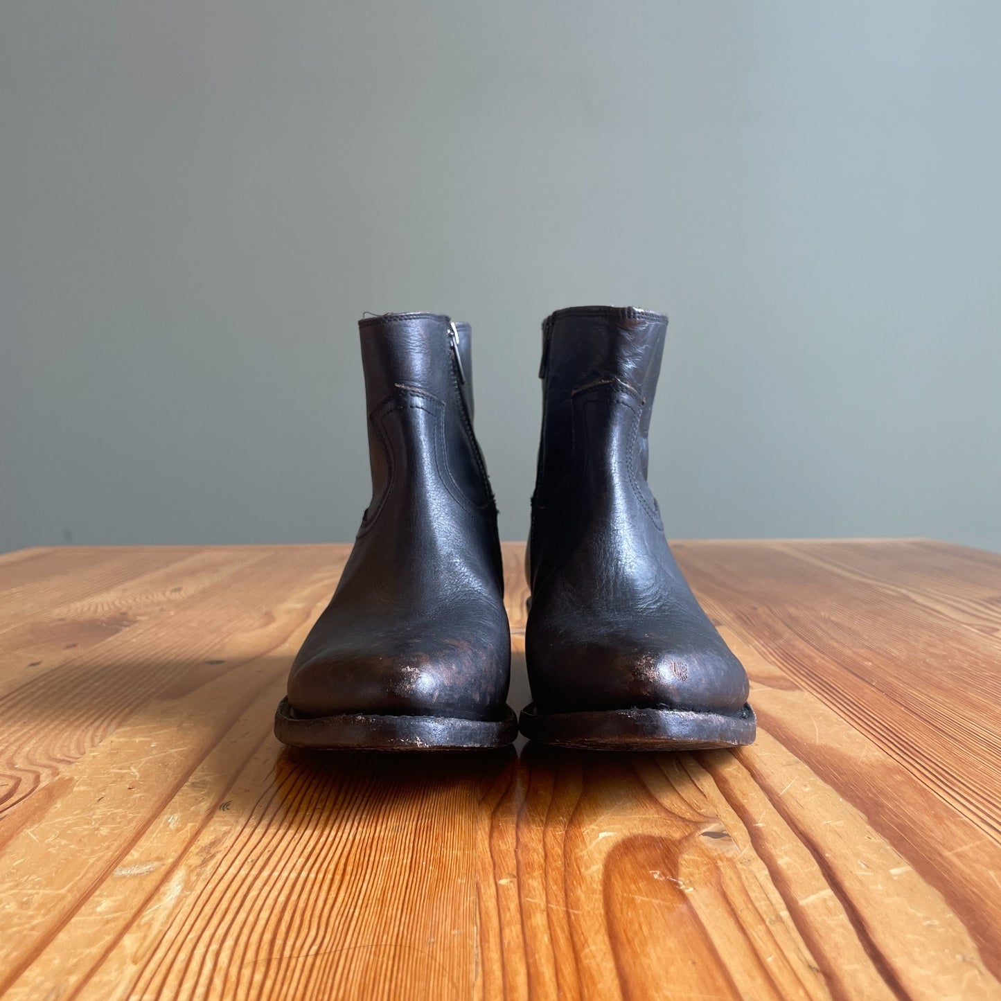 36.5 / 6.5 - Frye $298 Black Distressed Leather Billy Booties Boots 1209BM