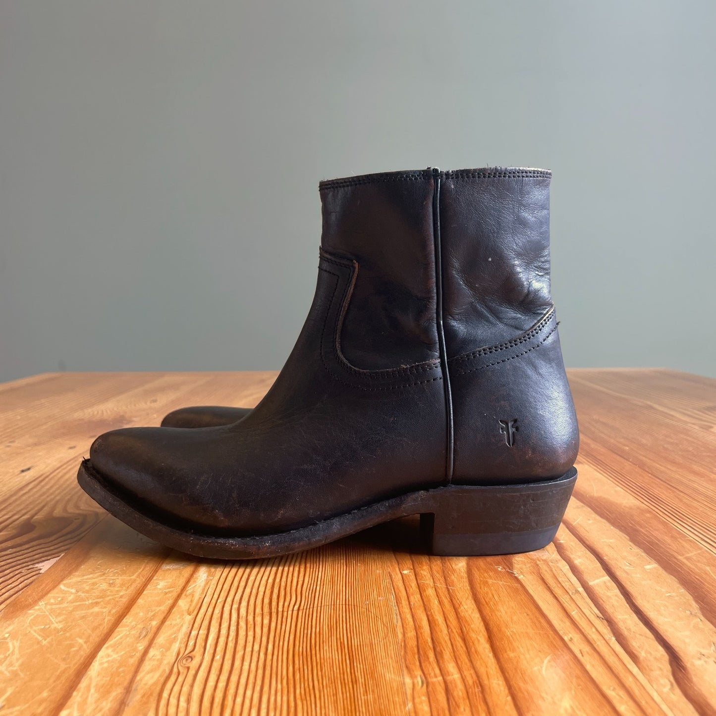 36.5 / 6.5 - Frye $298 Black Distressed Leather Billy Booties Boots 1209BM