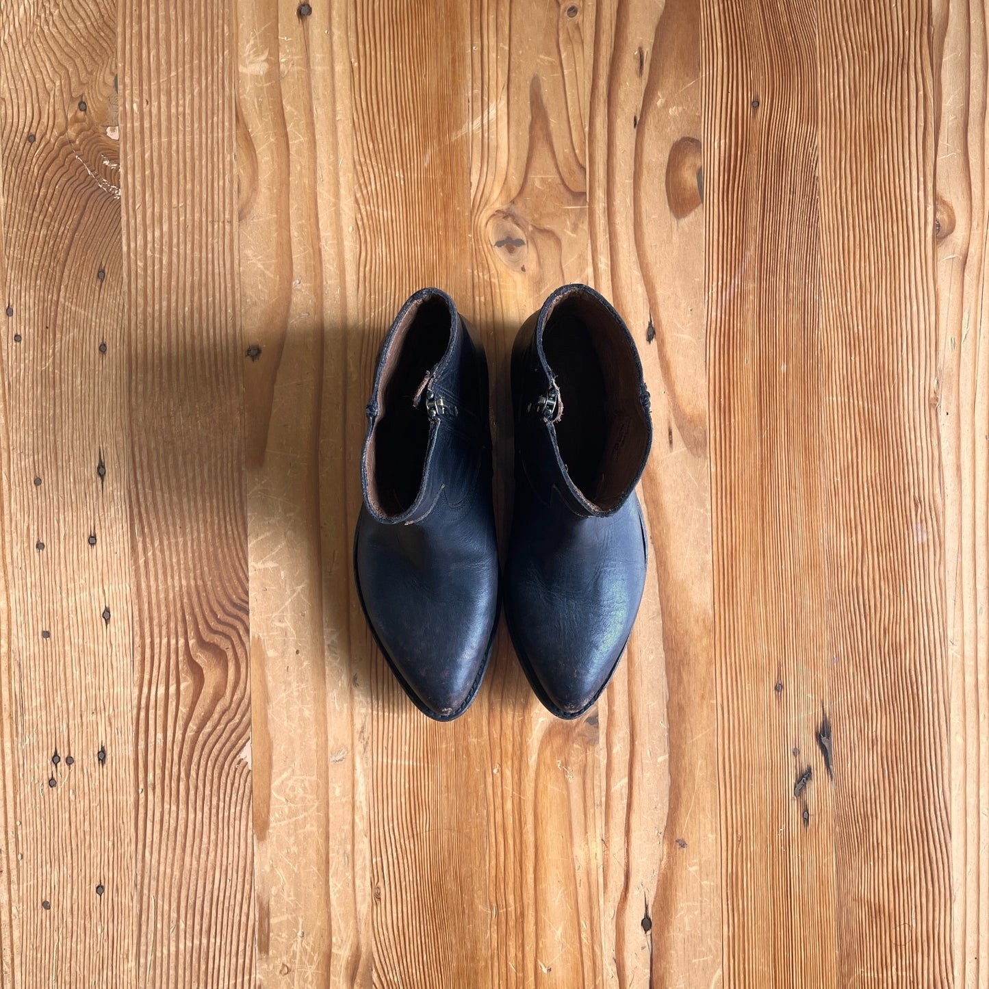 36.5 / 6.5 - Frye $298 Black Distressed Leather Billy Booties Boots 1209BM