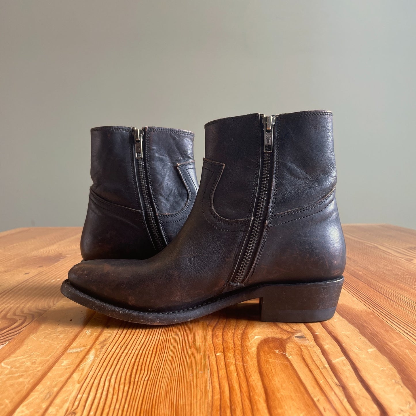 36.5 / 6.5 - Frye $298 Black Distressed Leather Billy Booties Boots 1209BM