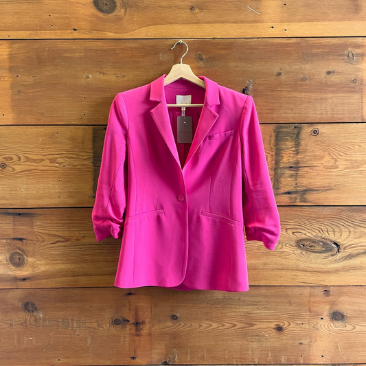0 - Cinq a Sept $395 Pink 3/4 Ruched Sleeve Khloe Blazer Jacket 0929JM