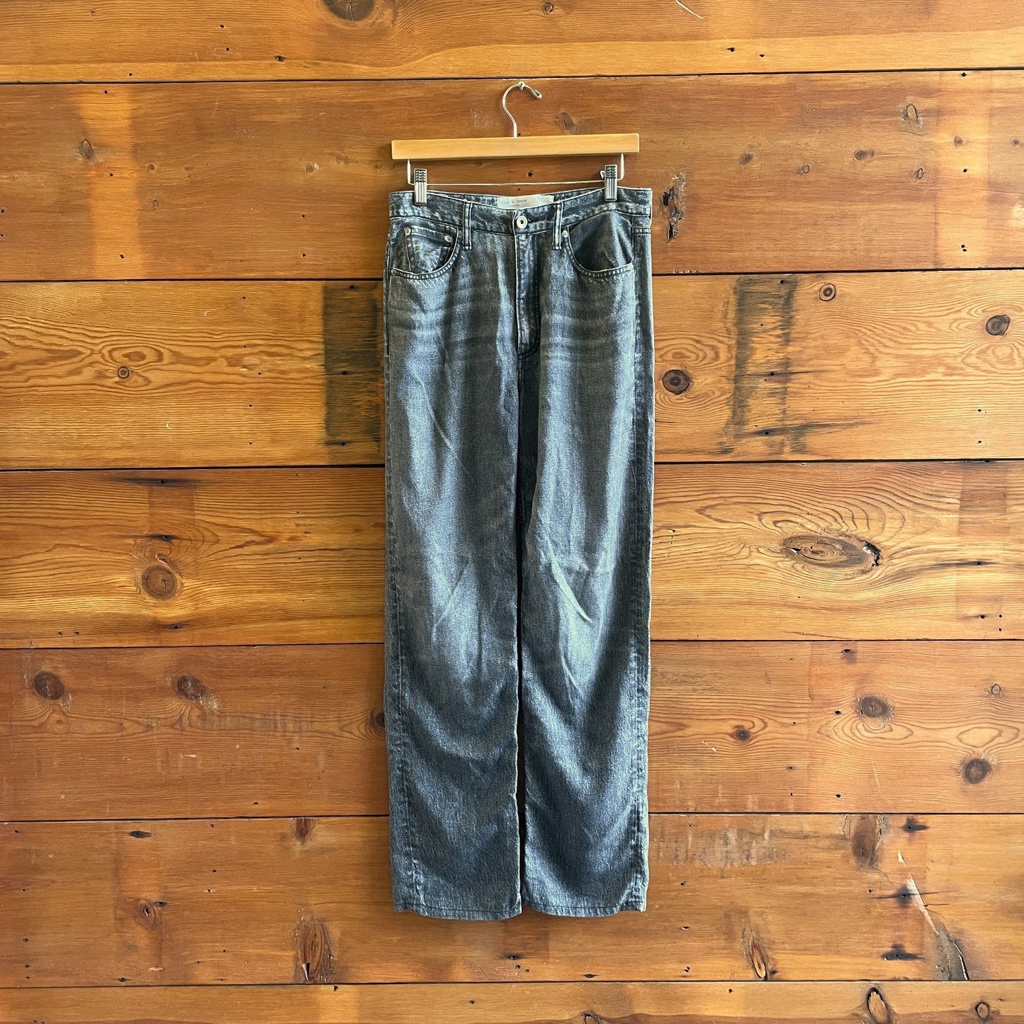 28 - Rag & Bone Black Faux Denim Featherweight Miramar Straight Leg Pants 0609CM