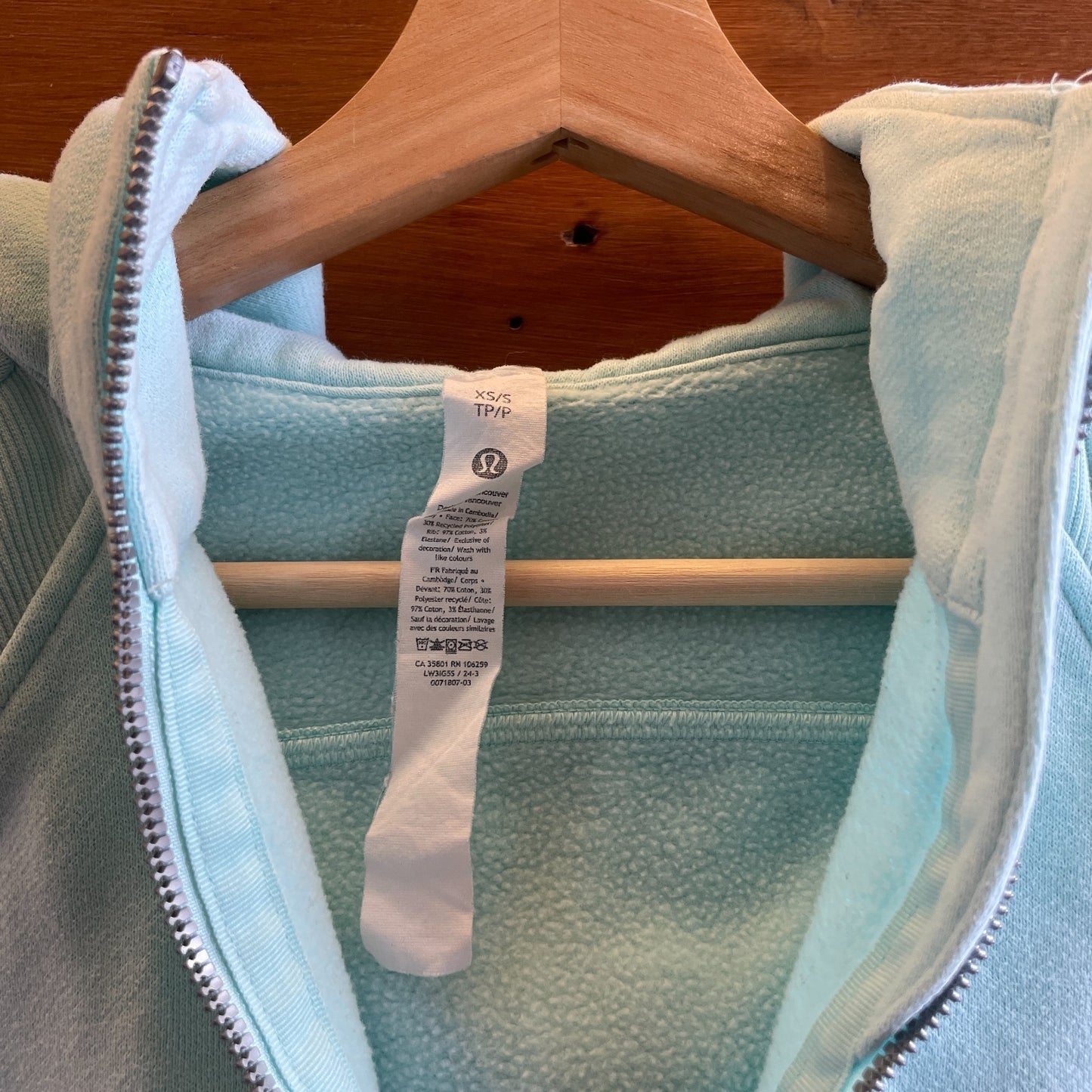 XS / S - Lululemon Mint Cropped Full Zip Scuba Hooded Sweatshirt 0929JM