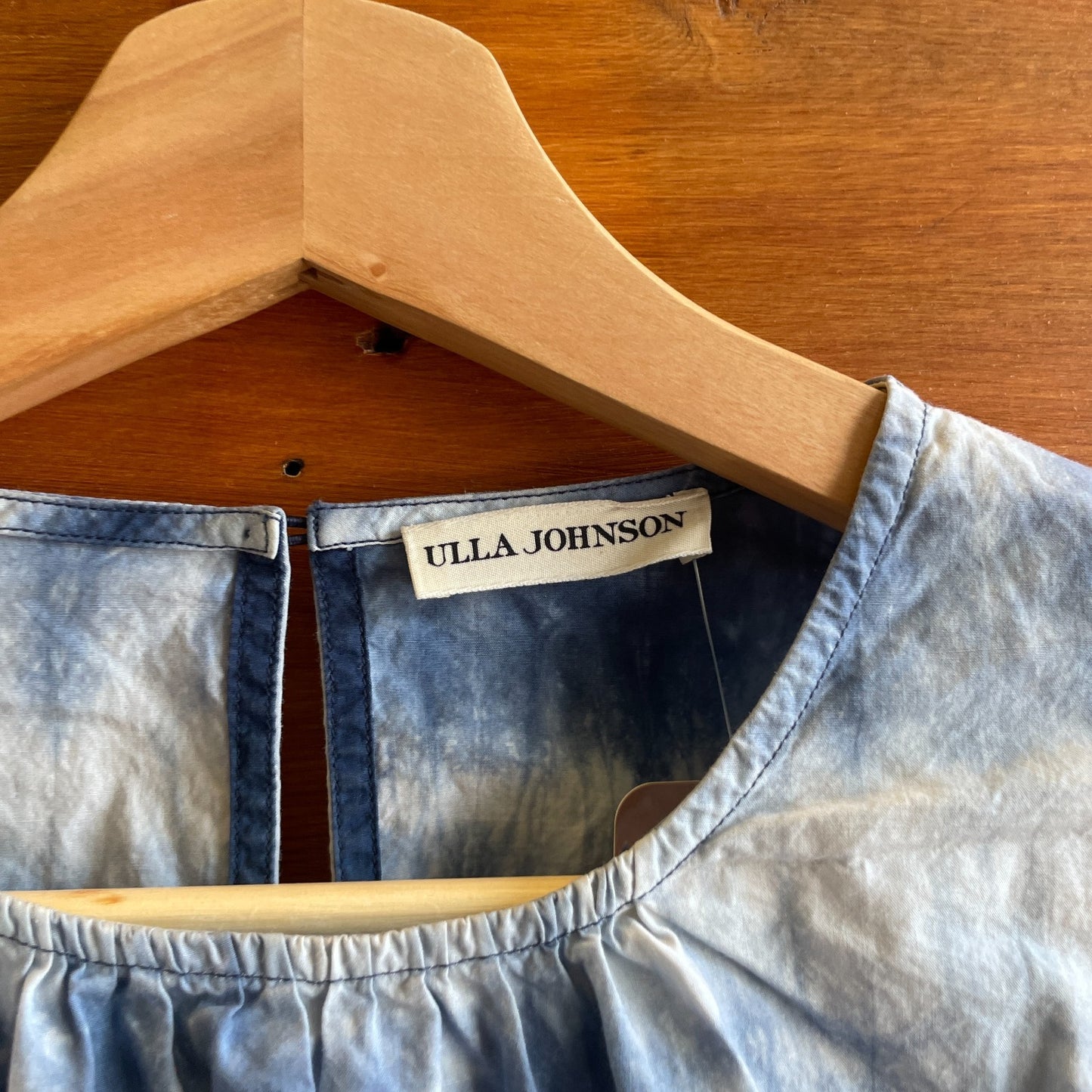 8 - Ulla Johnson Indigo Tie Dye Ruffled Long Sleeve Shirt Top 0611AJ